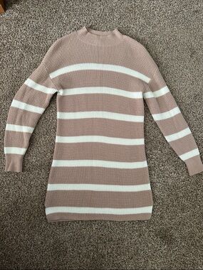 Copper Key Striped Mock Neck Waffle Sweater Dress